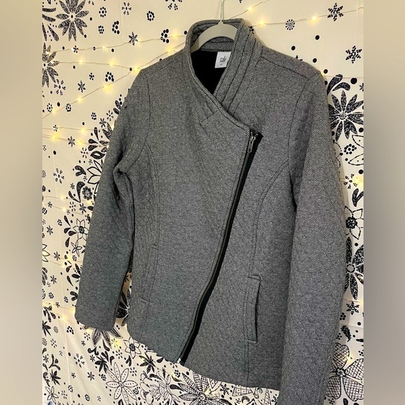 Cabi 100% cotton grey herringbone quilted moto fall jacket - Picture 4 of 11